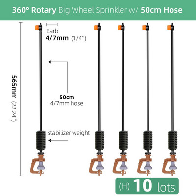 Περιστροφικά ακροφύσια 360 μοιρών τύπου G με πασσάλους Πότισμα Ψεκαστήρες Θερμοκηπίου Κηπουρική Πότισμα Κρεμαστό Σύστημα Ψύξης Ομίχλης