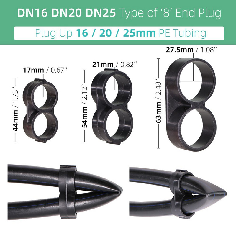 Вода за капково напояване 16 20 25MM бодливи конектори Тройник Съединител Коляно Капачка Щепсел Краен комплект 1/2 3/4'' Тръбен маркуч с външна резба