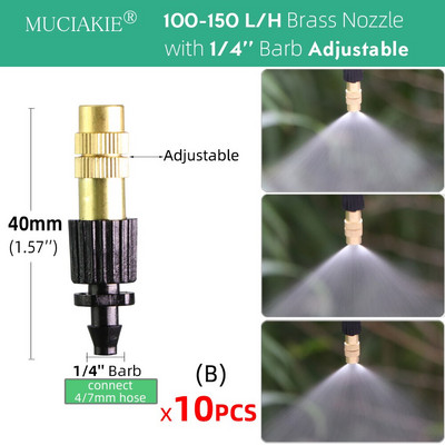 Регулируем капкомер за напояване 13 см 20 см 22,5 см капкомер Месингова дюза 1/4'' Barb Connect 4/7 мм маркуч Пръскачка за поливане на градина