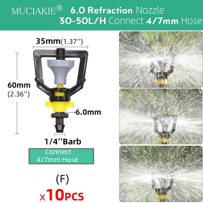 Регулируем капкомер за напояване 13 см 20 см 22,5 см капкомер Месингова дюза 1/4'' Barb Connect 4/7 мм маркуч Пръскачка за поливане на градина