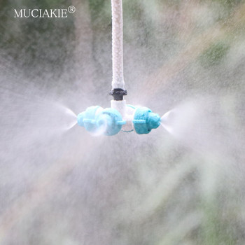 MUCIAKIE 20PCS 19-39 L/h Cross Misting Nozzles 4/1\'\'Barb ID-6,0mm Tee Garden Sprinklers Fog Spray-head Greenhouse Cooling