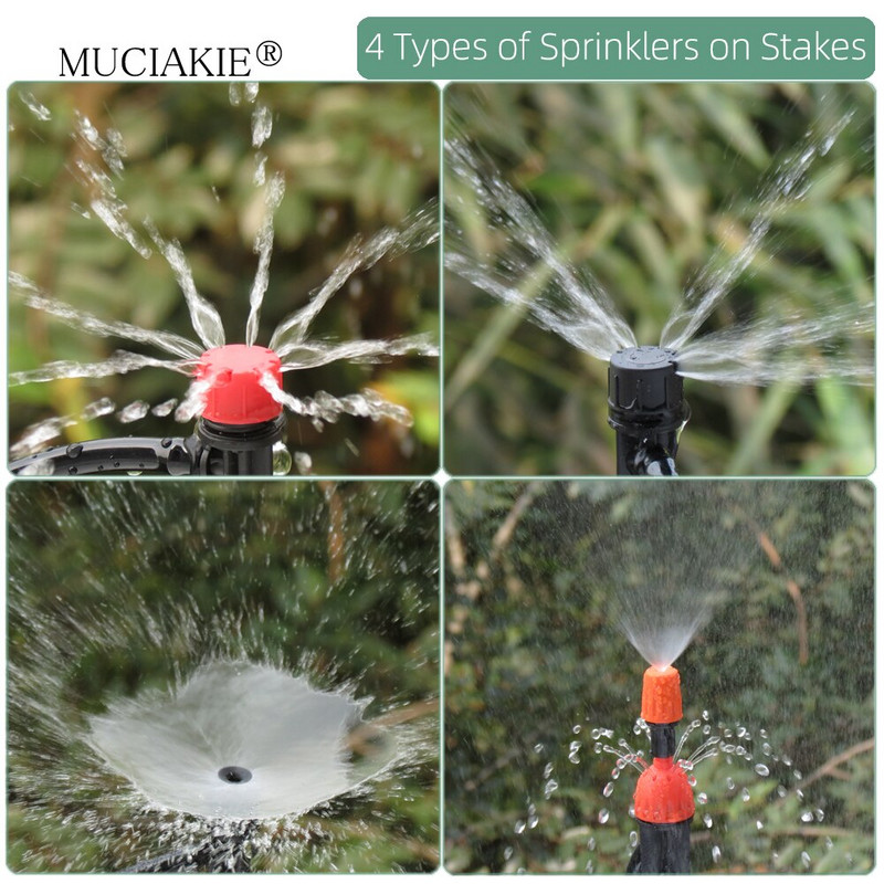 1/4 collu apūdeņošanas pilinātāji ūdens savienotāji Kombinācijas Dārza mikro laistīšanas piederumi kompensācijas izstarotāji miglas sprauslas mikrosmidzināšanas komplekts