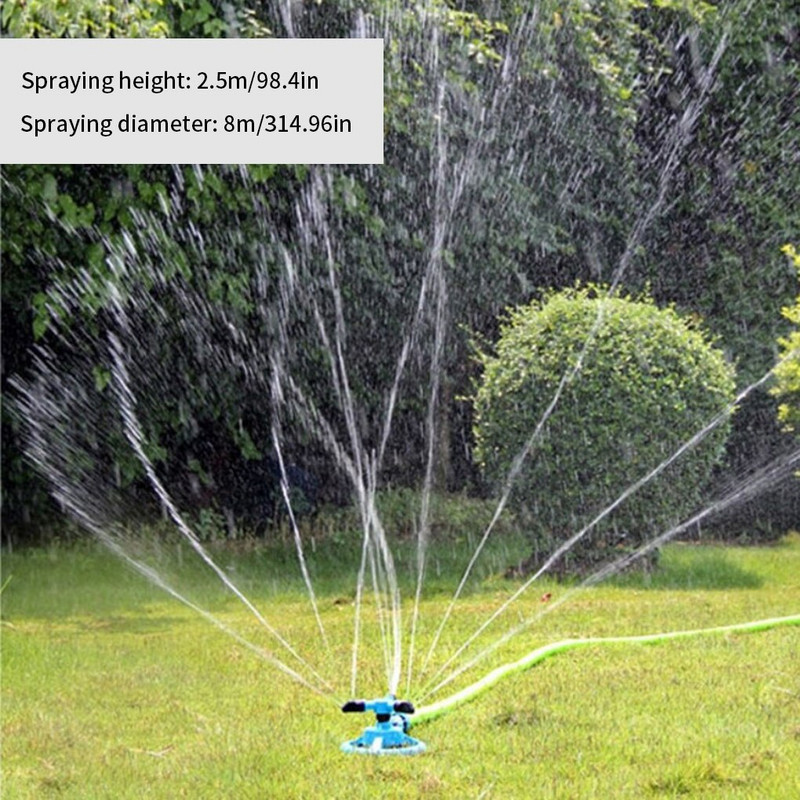 360-градусов спринклер за трева, пластмасов 3-раменен градински воден спринклер, автоматична дюза за пръскане, система за външно напояване на трева, пръскачка