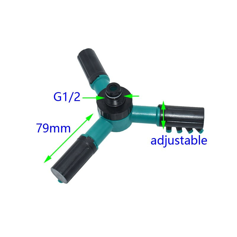 1/2" αρσενικό περιστρεφόμενο ψεκαστήρα 3 βραχιόνων Ακροφύσιο Garden Agriculture Grass Lawn Watering Irigation Sprinkler 1 τεμ.