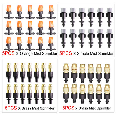 RBCFHl 5-40PCS Регулируема дюза за разпръскване на мъгла до 1/4'' съединител за шипове Микроспрей Комплект за напояване на растения за балкон, Дразнене