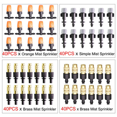 RBCFHl 5-40PCS Регулируема дюза за разпръскване на мъгла до 1/4'' съединител за шипове Микроспрей Комплект за напояване на растения за балкон, Дразнене
