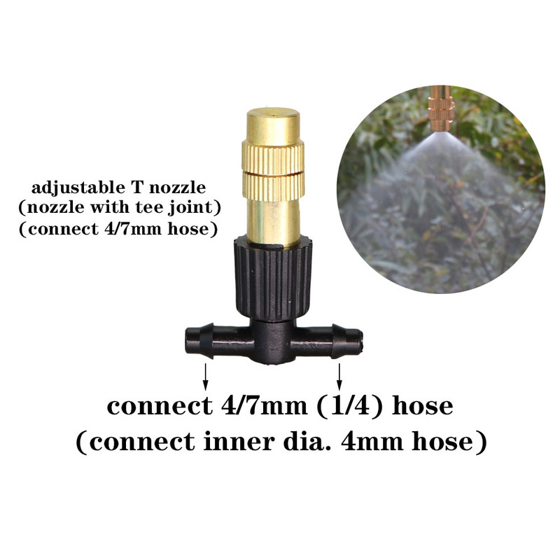 RBCFHl 5-40PCS Регулируема дюза за разпръскване на мъгла до 1/4'' съединител за шипове Микроспрей Комплект за напояване на растения за балкон, Дразнене