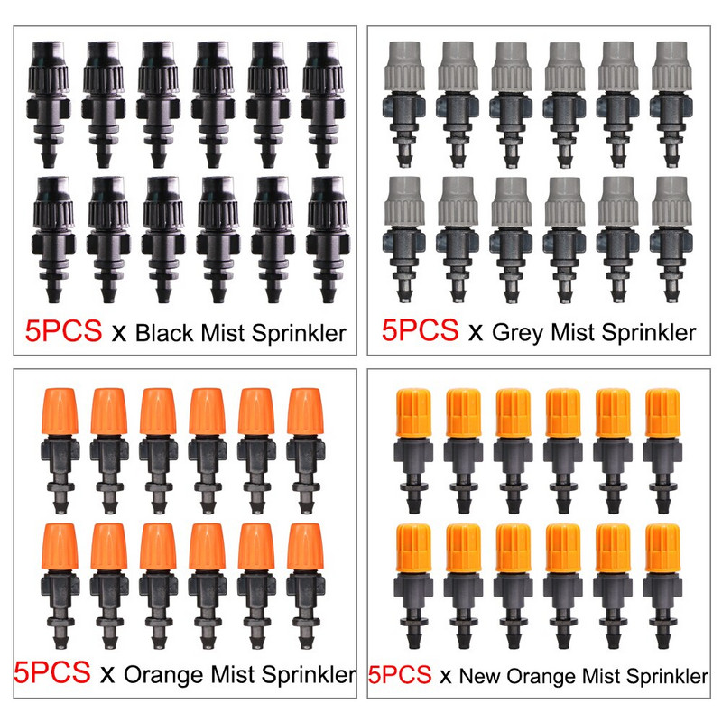 RBCFHl 5-40PCS Регулируема дюза за разпръскване на мъгла до 1/4'' съединител за шипове Микроспрей Комплект за напояване на растения за балкон, Дразнене