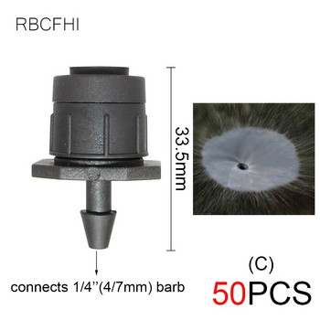 RBCFHl 50PCS Регулируеми 3 вида пръскачки за градинско поливане с микропоток за 1/4 инчов маркуч