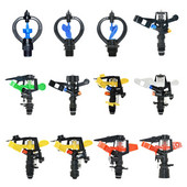 Dārza apūdeņošanas dubultā izplūdes sviru sprausla 360 grādu rotējošie smidzinātāji zāliena lauku dārza laistīšana 1/2 3/4" vītne 10 gab.