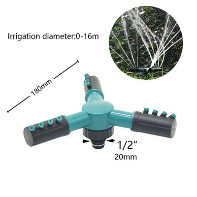 Dārza apūdeņošanas dubultā izplūdes sviru sprausla 360 grādu rotējošie smidzinātāji zāliena lauku dārza laistīšana 1/2 3/4" vītne 10 gab.