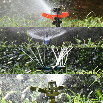 Градински пръскачки с опора Автоматично напояване на тревна морава 360 градуса кръгъл въртящ се воден разпръсквач 3 дюзи Три рамена