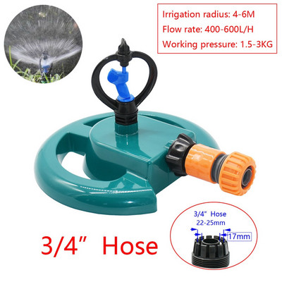 Dārza smidzinātāji ar atbalstu Automātiska laistīšanas zāles zāliens 360 grādu aplis, rotējošs ūdens smidzinātājs 3 sprauslas, trīs sviras