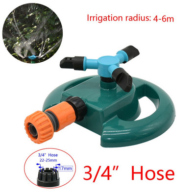 Dārza smidzinātāji ar atbalstu Automātiska laistīšanas zāles zāliens 360 grādu aplis, rotējošs ūdens smidzinātājs 3 sprauslas, trīs sviras