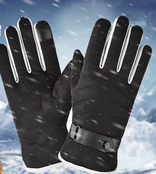 Мъжки зимни ръкавици от еко велур с топла подплата 