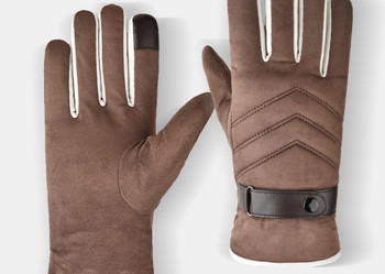 Ανδρικά χειμωνιάτικα γάντια από eco suede με ζεστή φόδρα