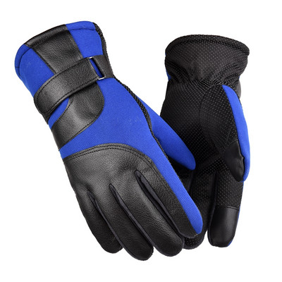 Водоустойчиви мъжки зимни ръкавици от еко кожа с велкро лепенки