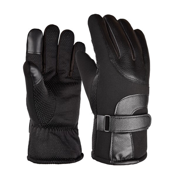 Водоустойчиви мъжки зимни ръкавици от еко кожа с велкро лепенки
