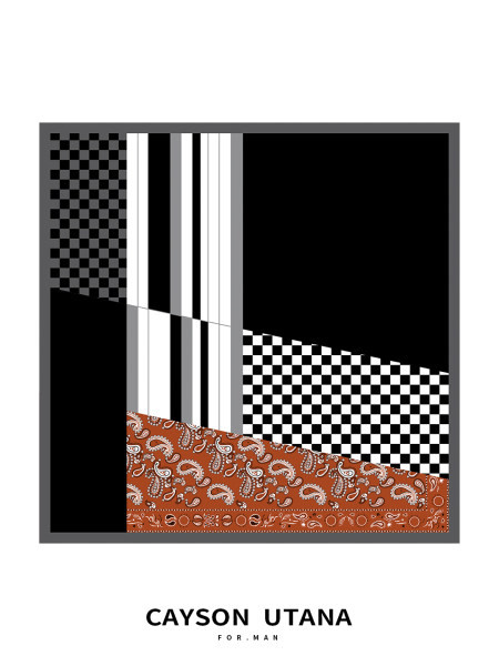 Vīriešu šalle ar ziedu motīviem