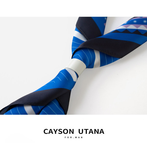 Modern férfi sál mintával - kék és piros színben