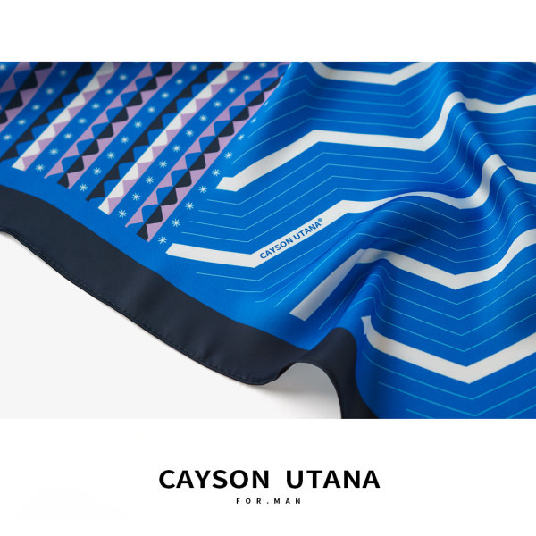 Modern férfi sál mintával - kék és piros színben