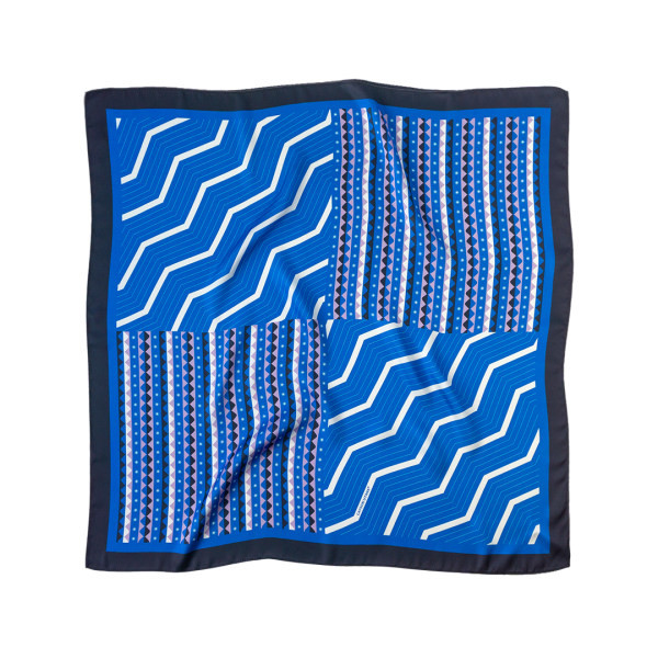 Modern férfi sál mintával - kék és piros színben