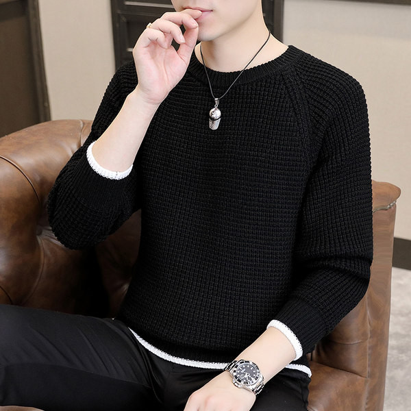 Ανδρικό πλεκτό πουλόβερ με οβάλ γιακά