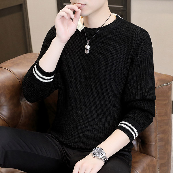 Ανδρικό πλεκτό πουλόβερ με οβάλ γιακά