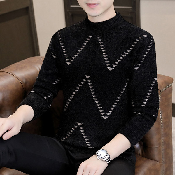 Ανδρικό πουλόβερ - με ψηλό γιακά