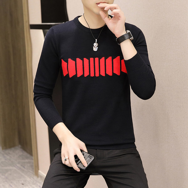 Ανδρικό μακρυμάνικο πουλόβερ με λαιμόκοψη φθινοπώρου-χειμώνα