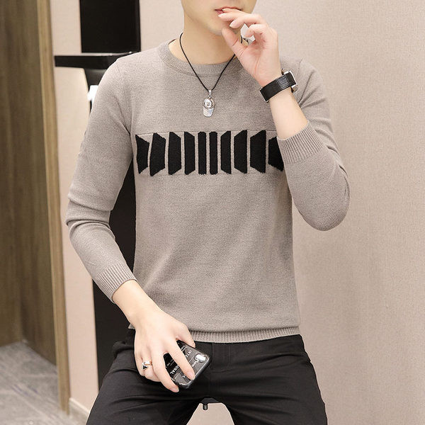 Ανδρικό μακρυμάνικο πουλόβερ με λαιμόκοψη φθινοπώρου-χειμώνα