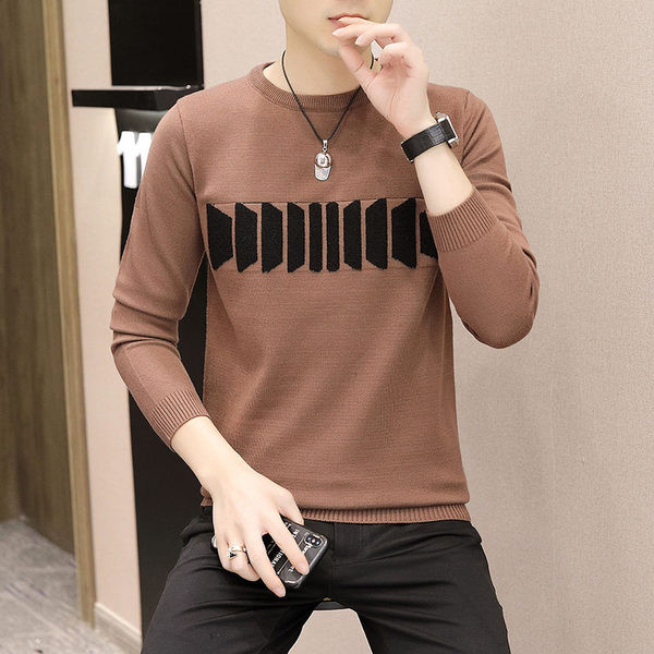 Ανδρικό μακρυμάνικο πουλόβερ με λαιμόκοψη φθινοπώρου-χειμώνα