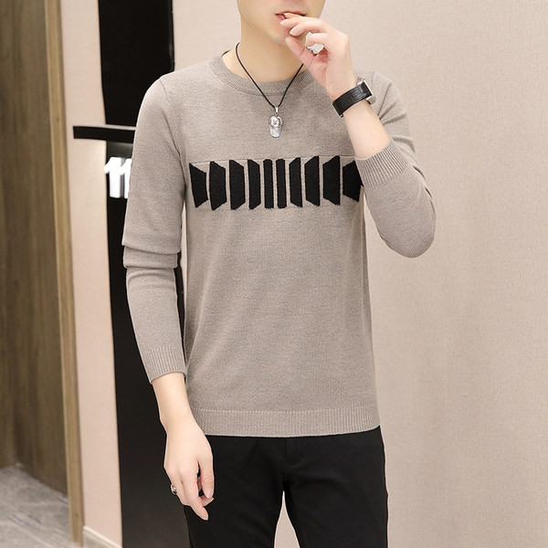 Ανδρικό μακρυμάνικο πουλόβερ με λαιμόκοψη φθινοπώρου-χειμώνα