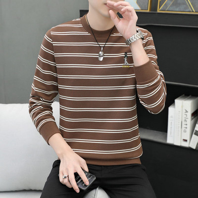 Ανδρικό ριγέ πουλόβερ με μίνι στάμπα