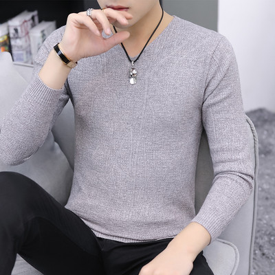 Vīriešu vienkrāsains džemperis ar V veida kakla izgriezumu