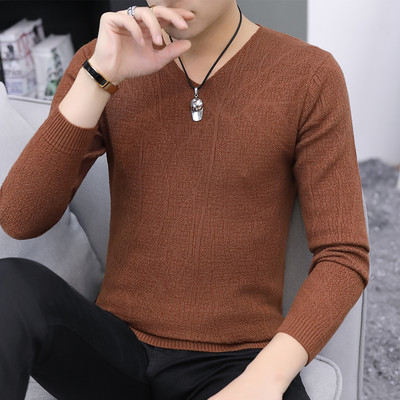 Vīriešu vienkrāsains džemperis ar V veida kakla izgriezumu