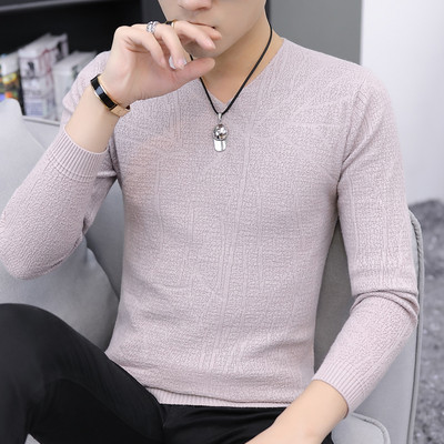 Vīriešu vienkrāsains džemperis ar V veida kakla izgriezumu