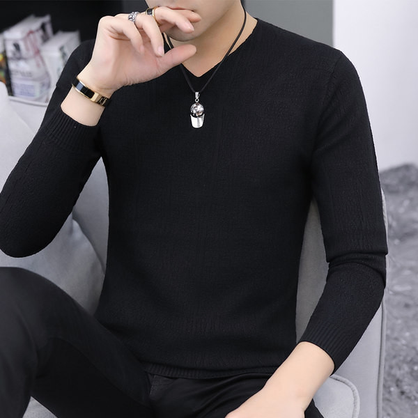 Vīriešu vienkrāsains džemperis ar V veida kakla izgriezumu