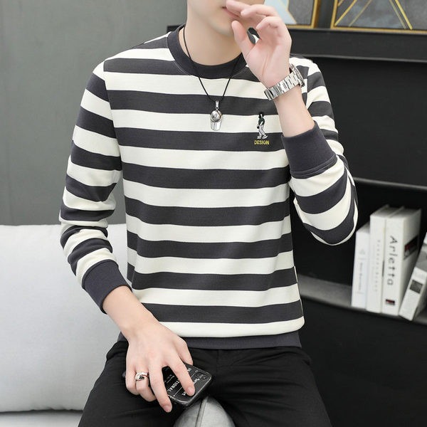 Ikdienas vīriešu svītrains džemperis