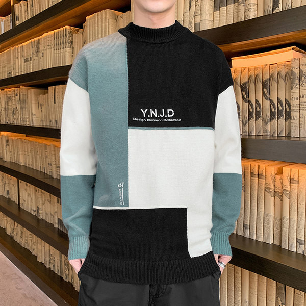 Μοντέρνο ανδρικό μακρυμάνικο πουλόβερ με στάμπα