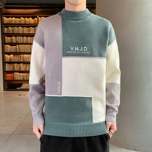 Μοντέρνο ανδρικό μακρυμάνικο πουλόβερ με στάμπα