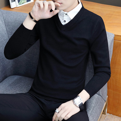 Ανδρικό πουλόβερ κλασικό μοντέλο με μυτερή λαιμόκοψη