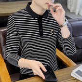 Ανδρική ριγέ μπλούζα - με κέντημα