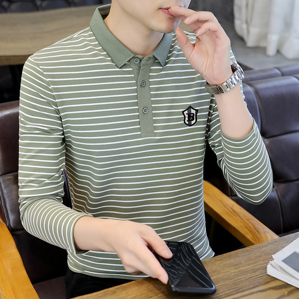 Ανδρική ριγέ μπλούζα - με κέντημα