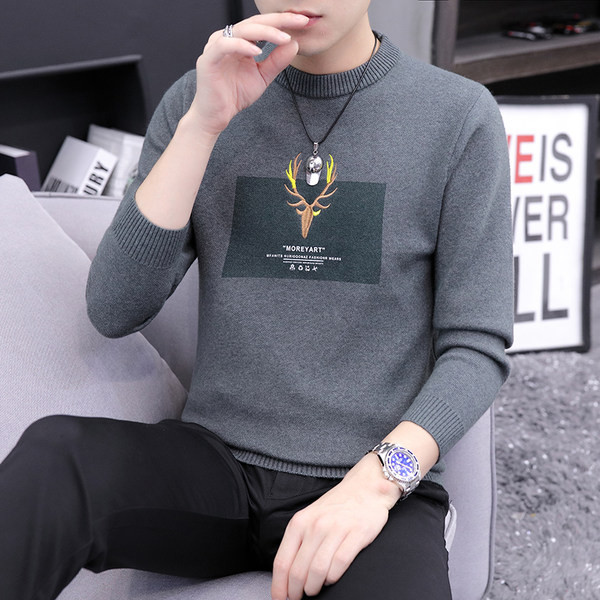 Ανδρικό μακρυμάνικο πουλόβερ με κέντημα