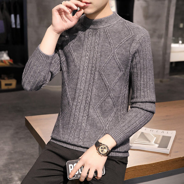 Muški pulover s reljefnim pletivom