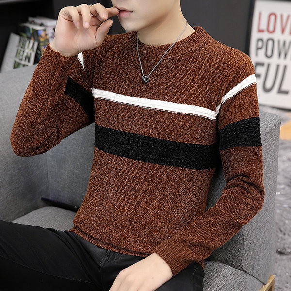 Ikdienas vīriešu džemperis - ar ovālu kakla izgriezumu