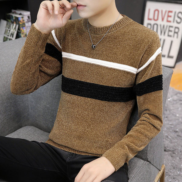 Ikdienas vīriešu džemperis - ar ovālu kakla izgriezumu