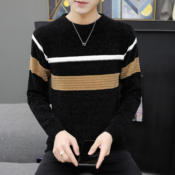 Ikdienas vīriešu džemperis - ar ovālu kakla izgriezumu