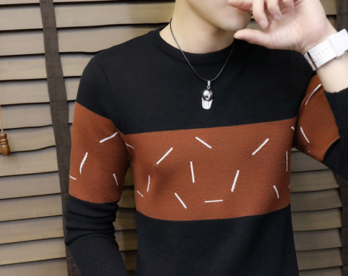 Ανδρικό πουλόβερ casual με λαιμόκοψη